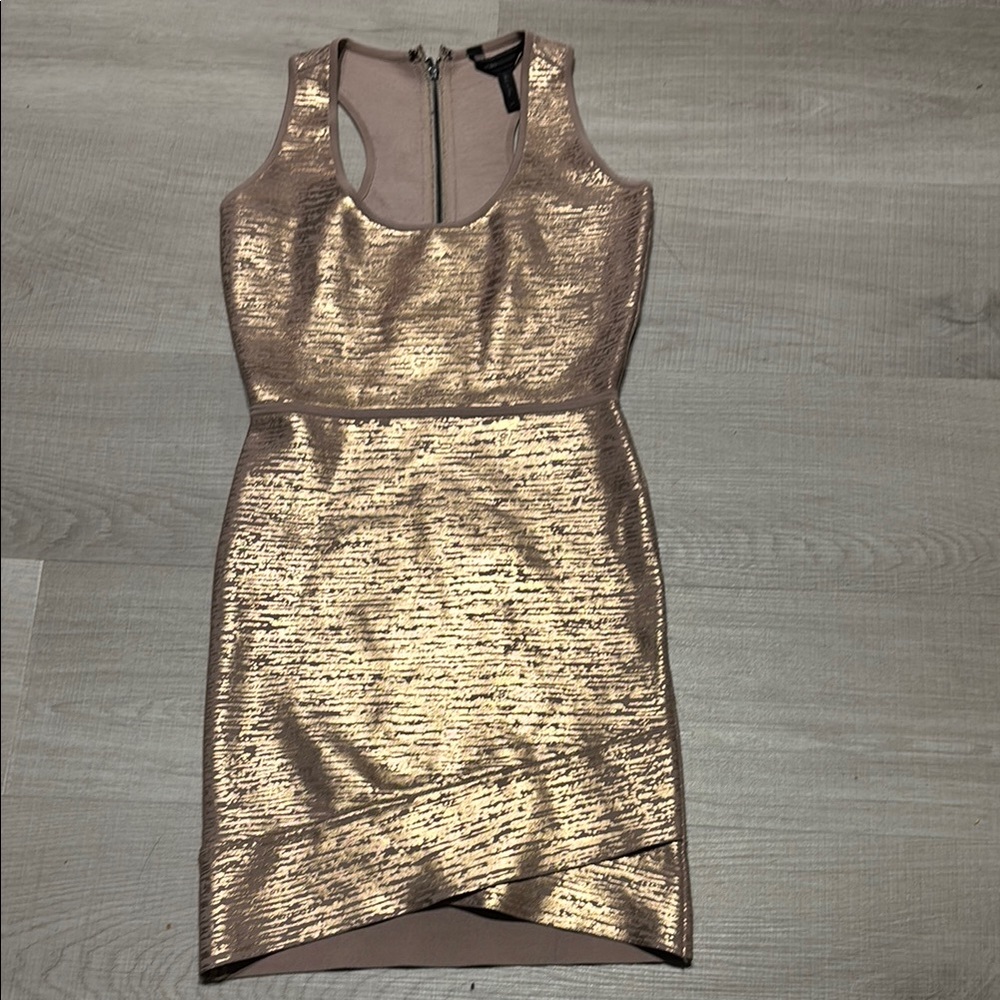 BCBGMaxAzria Gold Halter Mini Dress for Cocktail Nights